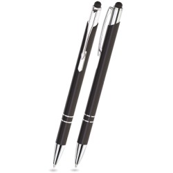 BET-01 kuglepen touch pen BELLO. Skinnende sort.