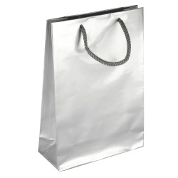 PL102G088 med et strenghåndtag, afstivet bund og øvre folder sølv 170x70x250 mm