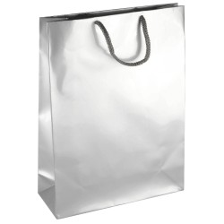 PL103G088 med et strenghåndtag, afstivet bund og øvre folder sølv 240x90x320 mm