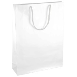 PL104G001 med et strenghåndtag, afstivet bund og øvre folder hvid 300x90x400 mm